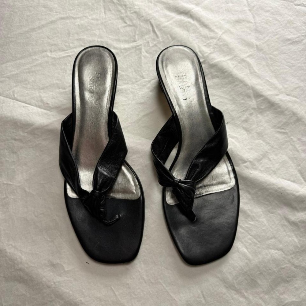 Y2k Black Short Heel Sandal Sz 9 Office